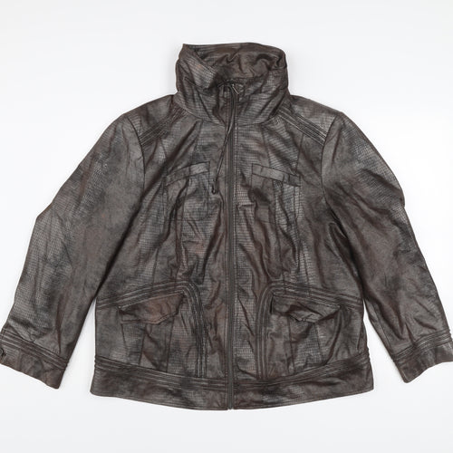 Bianca Unisex Brown Polyester Mid-Length Zip Jacket Size 20