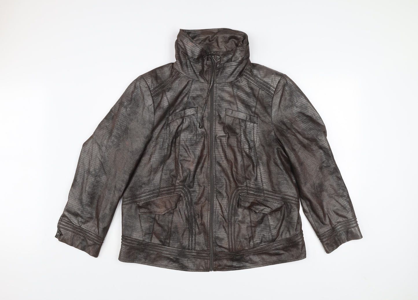 Bianca Unisex Brown Polyester Mid-Length Zip Jacket Size 20