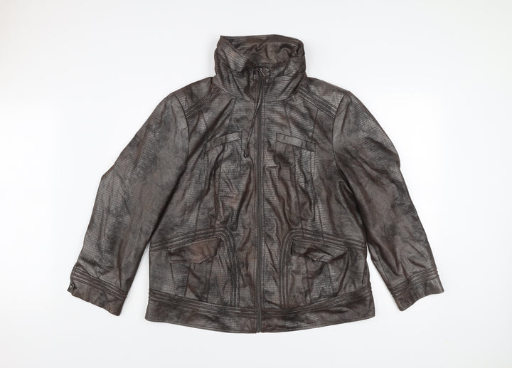 Bianca Unisex Brown Polyester Mid-Length Zip Jacket Size 20