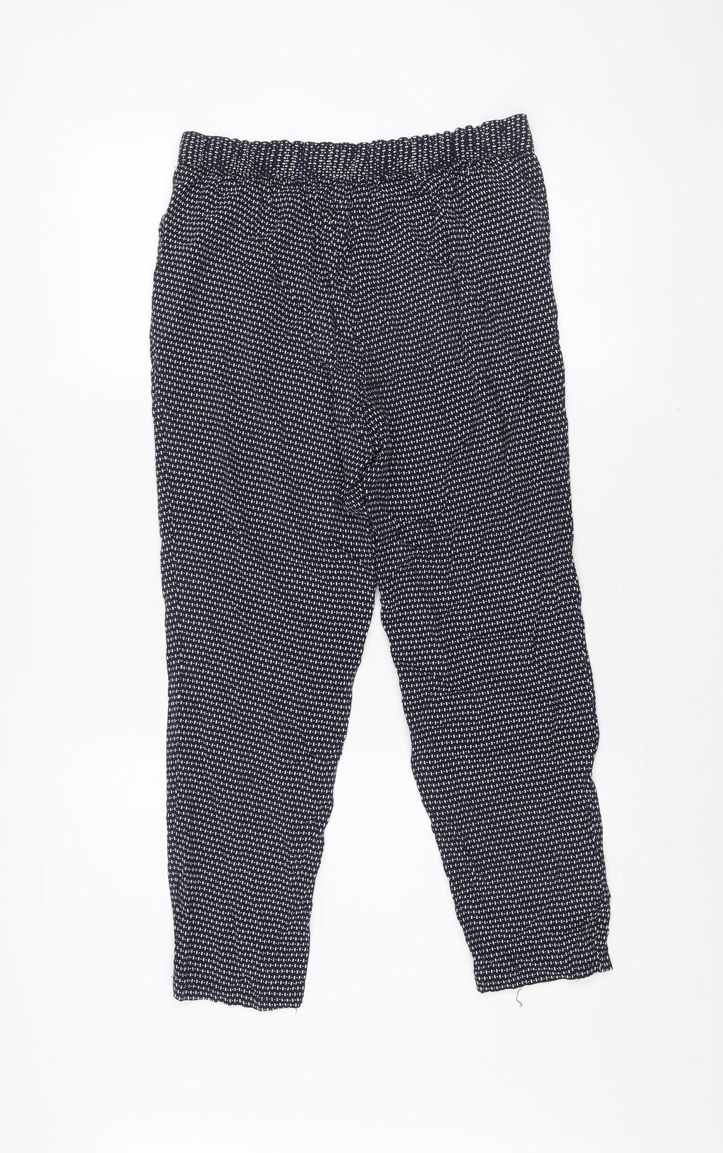 Papaya Women Blue Geometric Viscose Trousers Size 10
