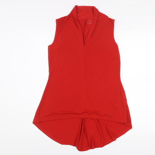 Grace Womens Red Sleeveless Tunic Blouse Top Size S V-Neck