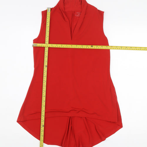 Grace Womens Red Sleeveless Tunic Blouse Top Size S V-Neck