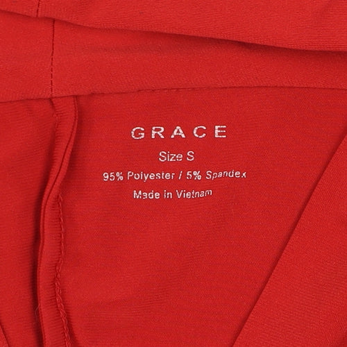 Grace Womens Red Sleeveless Tunic Blouse Top Size S V-Neck
