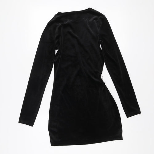H&M Women’s Black Velvet Sequin Bodycon Mini Dress Size 8