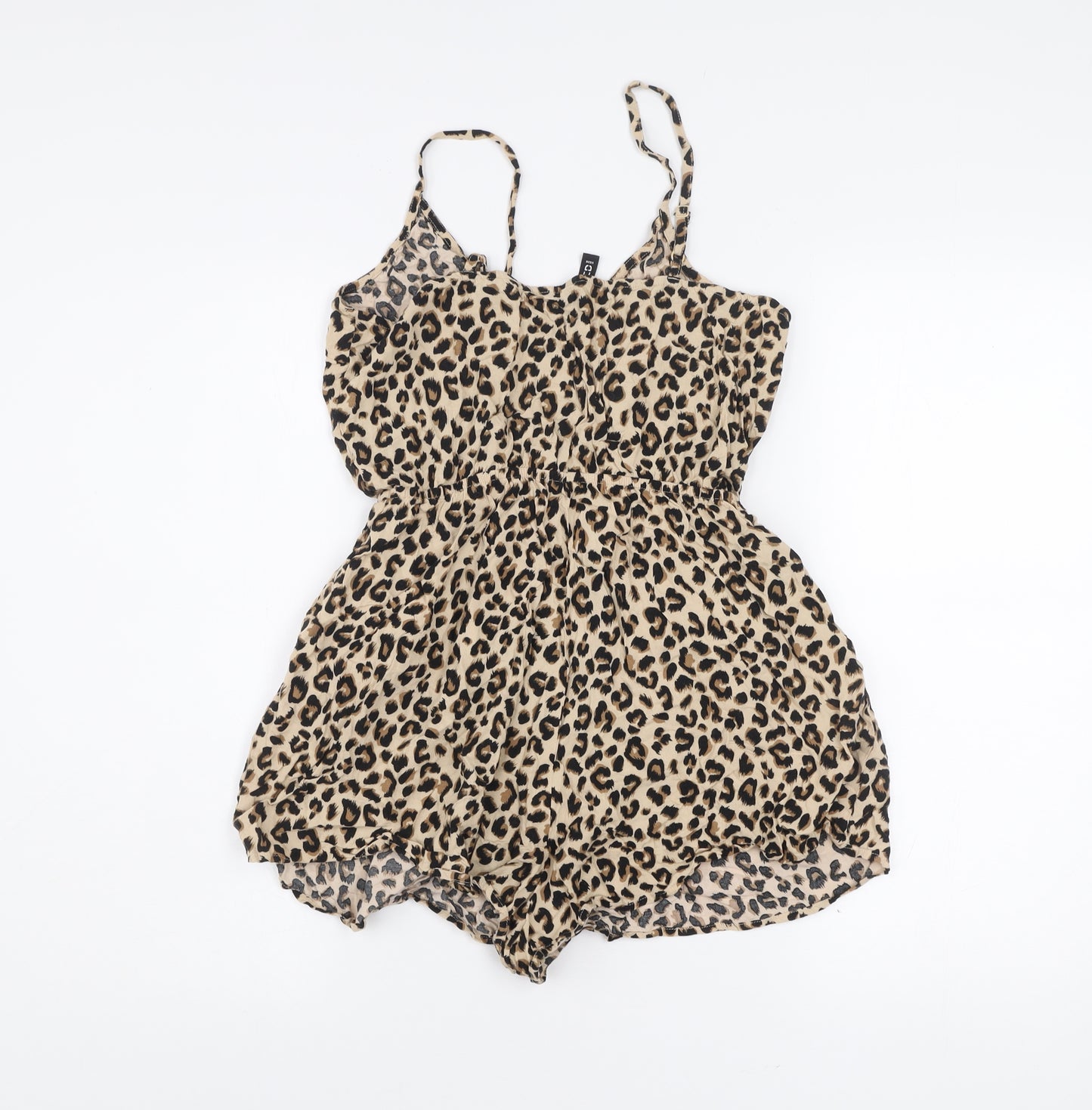 H&M Divided Women’s Beige Leopard Print Viscose Playsuit UK 10