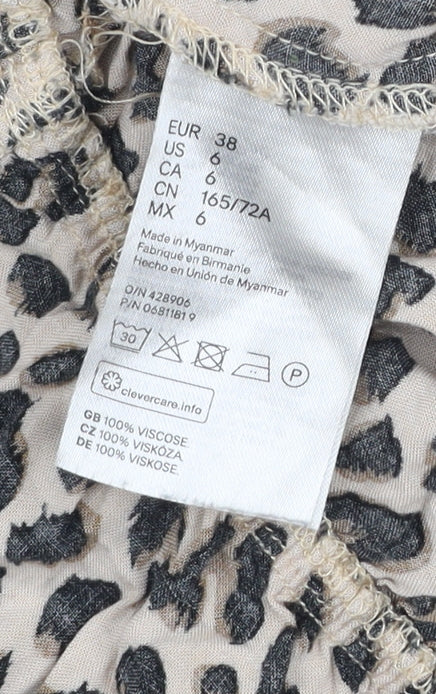 H&M Divided Women’s Beige Leopard Print Viscose Playsuit UK 10