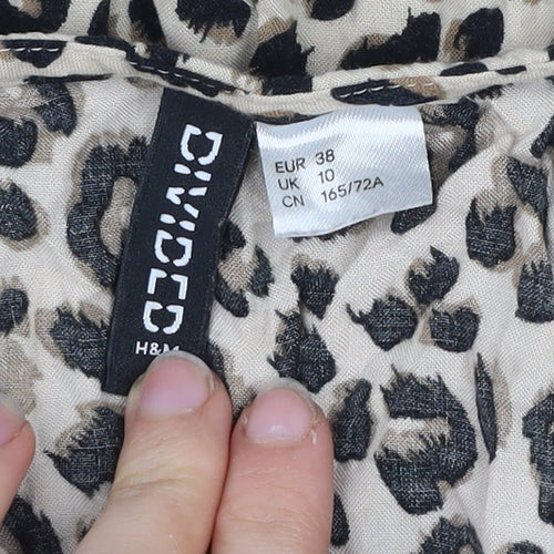 H&M Divided Women’s Beige Leopard Print Viscose Playsuit UK 10