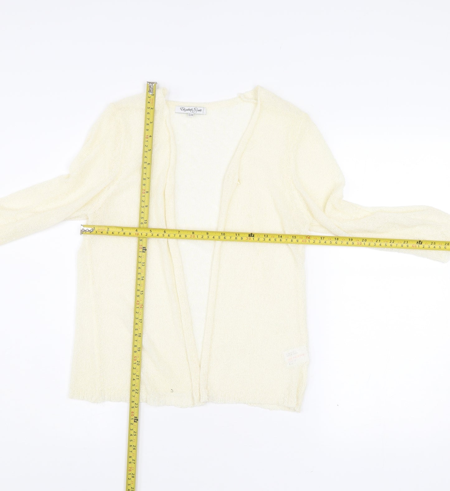 Elizabeth Scott Women’s Ivory Open Knit Cardigan S/M 3/4 Sleeve
