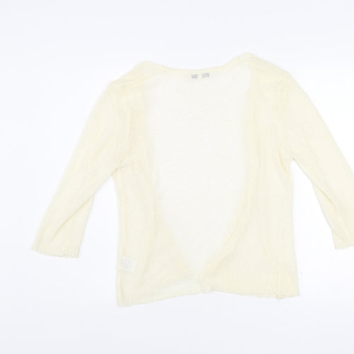 Elizabeth Scott Women’s Ivory Open Knit Cardigan S/M 3/4 Sleeve
