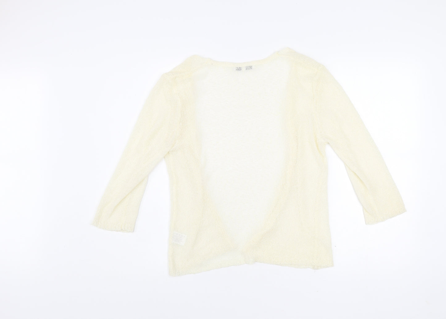 Elizabeth Scott Women’s Ivory Open Knit Cardigan S/M 3/4 Sleeve