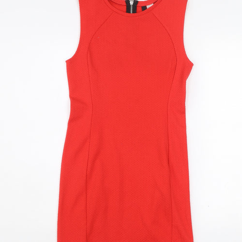 H&M Divided Women's Red Bodycon Knee Length Sleeveless Dress Size 10