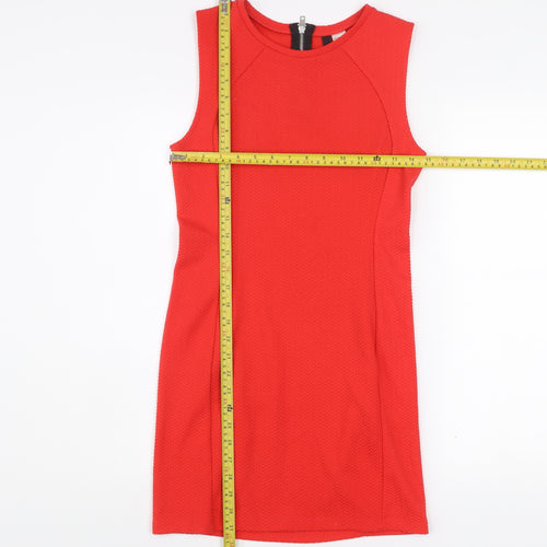 H&M Divided Women's Red Bodycon Knee Length Sleeveless Dress Size 10