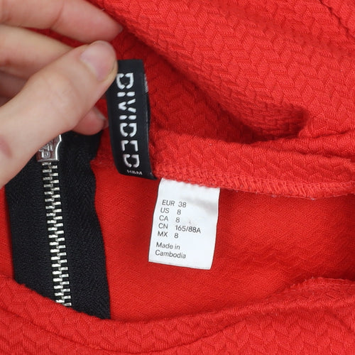 H&M Divided Women's Red Bodycon Knee Length Sleeveless Dress Size 10