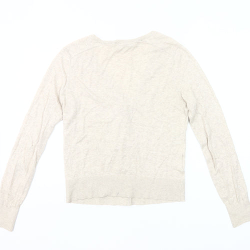 LOFT Women’s Beige Cotton Cardigan Small V-Neck Long Sleeve