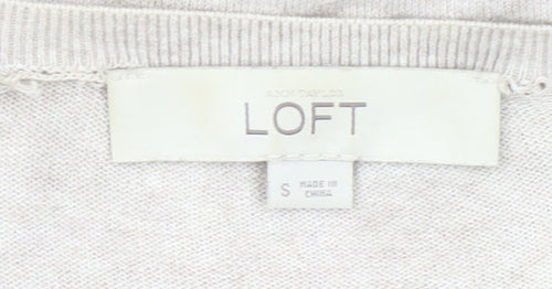 LOFT Women’s Beige Cotton Cardigan Small V-Neck Long Sleeve
