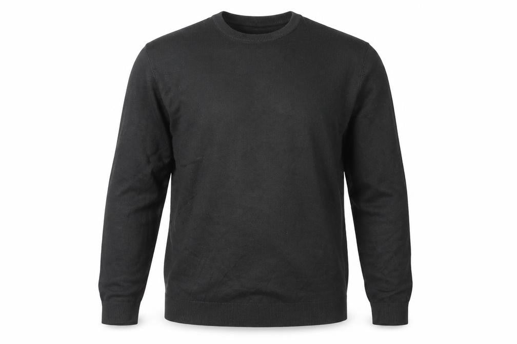 Front view of Atlantic Bay Men's Black M Pullover Crew Neck Jumper Acrylic Knit