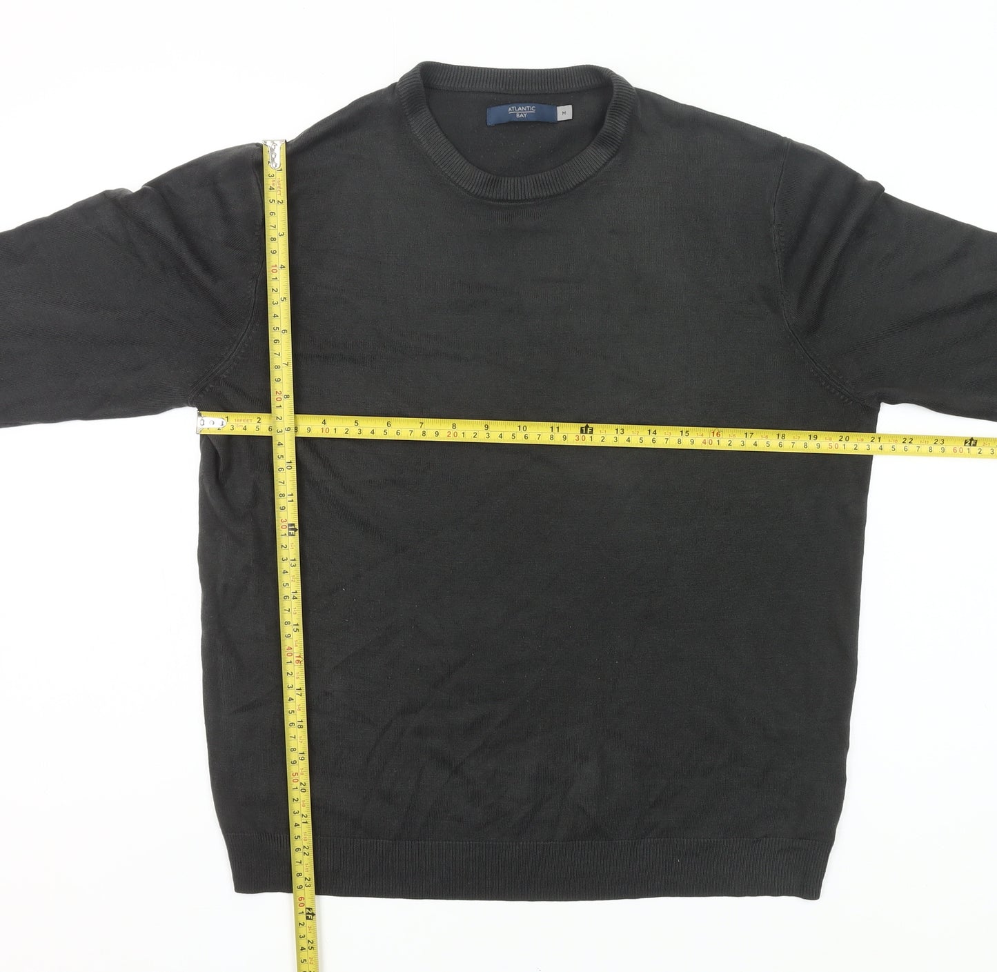 Atlantic Bay Men's Black M Pullover Crew Neck Jumper Acrylic Knit