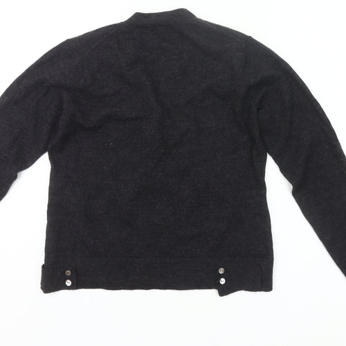 Austin Reed Womens Black Wool Henley Jumper Size M V-Neck Long Sleeve