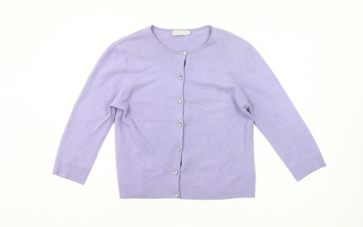 IFW Women’s Purple Wool Angora Blend Cardigan M 3/4 Sleeve