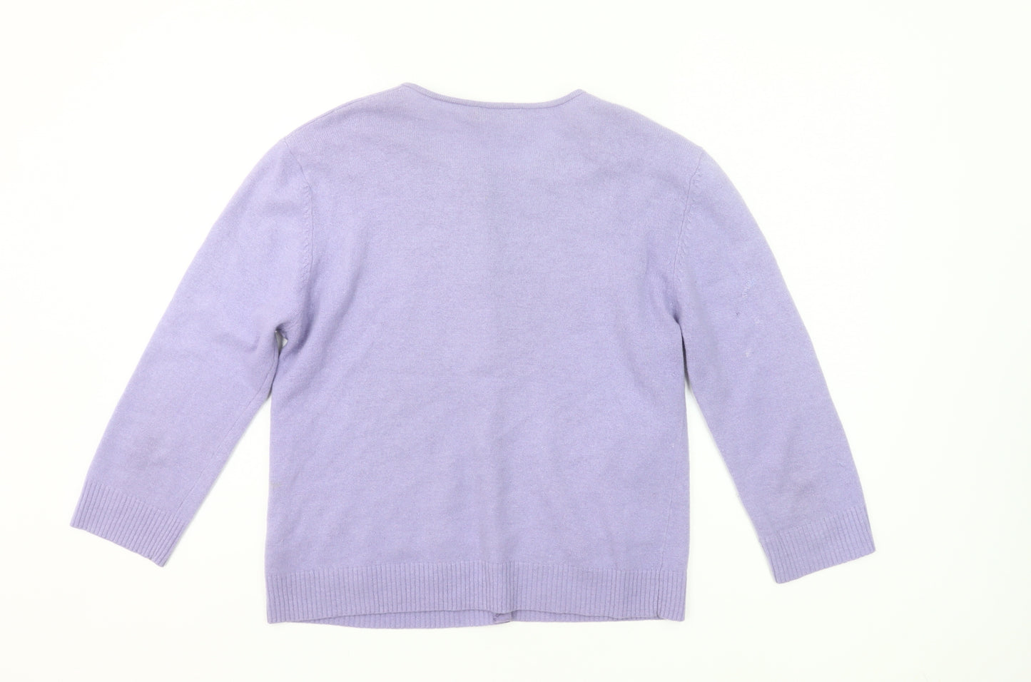 IFW Women’s Purple Wool Angora Blend Cardigan M 3/4 Sleeve