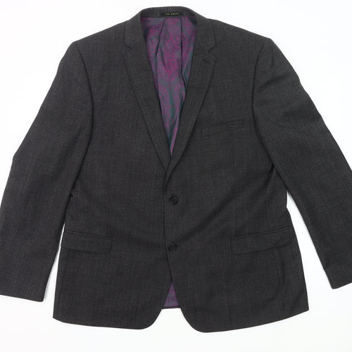 Ted Baker Men's Grey Wool Blend 46R Blazer Jacket Classic Formal
