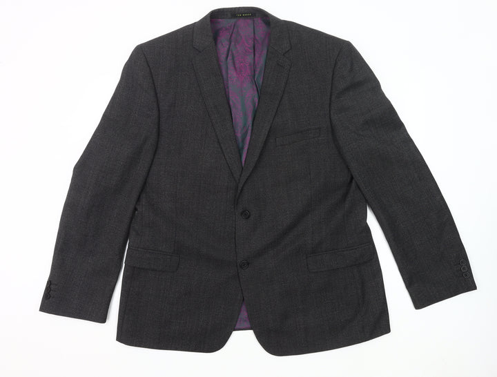 Ted Baker Men's Grey Wool Blend 46R Blazer Jacket Classic Formal