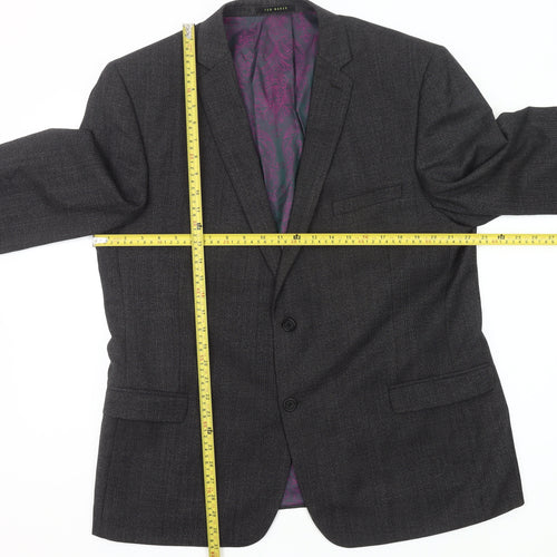 Ted Baker Men's Grey Wool Blend 46R Blazer Jacket Classic Formal