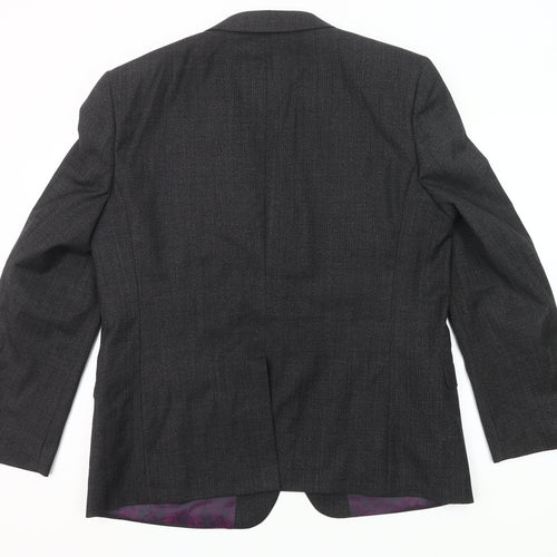 Ted Baker Men's Grey Wool Blend 46R Blazer Jacket Classic Formal