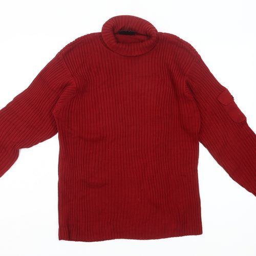 Next Women’s Red Roll Neck Cotton Jumper Size M Long Sleeve Knit