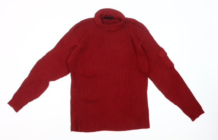 Next Women’s Red Roll Neck Cotton Jumper Size M Long Sleeve Knit