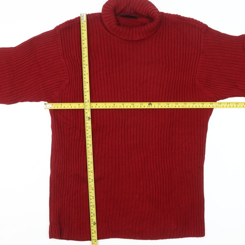 Next Women’s Red Roll Neck Cotton Jumper Size M Long Sleeve Knit
