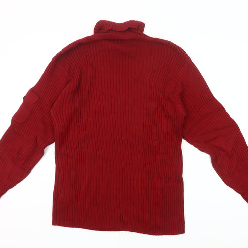 Next Women’s Red Roll Neck Cotton Jumper Size M Long Sleeve Knit