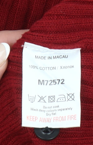 Next Women’s Red Roll Neck Cotton Jumper Size M Long Sleeve Knit