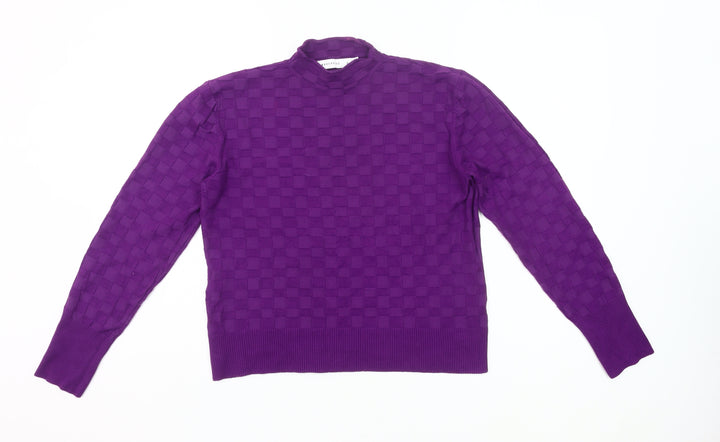 Warehouse Women’s Purple Mock Neck Knit Jumper Size L