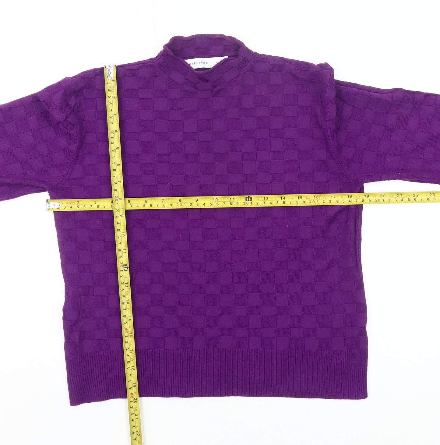 Warehouse Women’s Purple Mock Neck Knit Jumper Size L