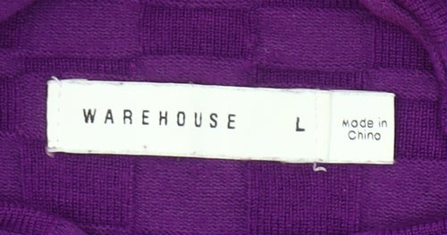 Warehouse Women’s Purple Mock Neck Knit Jumper Size L