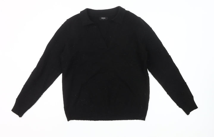 Klass Women's Black Collared Pullover Jumper Size L Long Sleeve