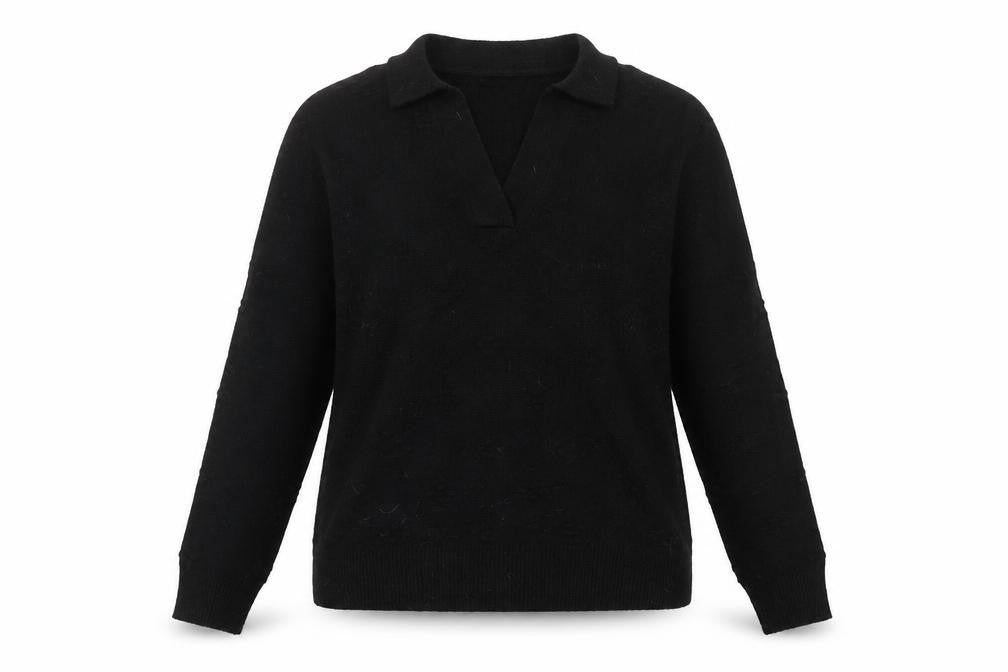 Front view of Klass Women's Black Collared jumper, size L, Long Sleeve
