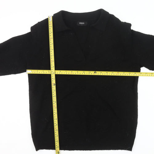 Klass Women's Black Collared Pullover Jumper Size L Long Sleeve