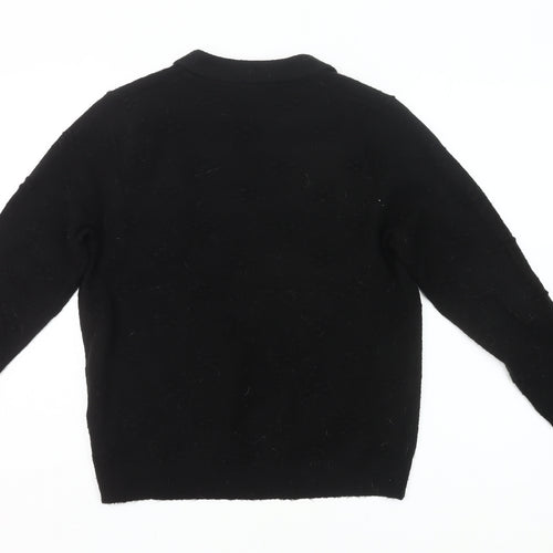 Klass Women's Black Collared Pullover Jumper Size L Long Sleeve