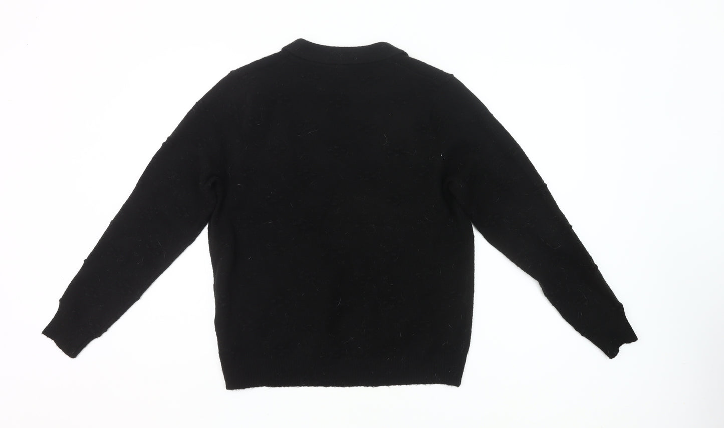 Klass Women's Black Collared Pullover Jumper Size L Long Sleeve
