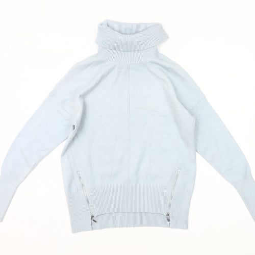 Phase Eight Womens Blue XS Roll Neck Pullover Jumper with Zips