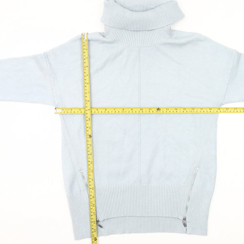 Phase Eight Womens Blue XS Roll Neck Pullover Jumper with Zips