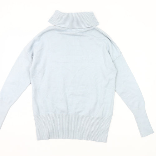 Phase Eight Womens Blue XS Roll Neck Pullover Jumper with Zips