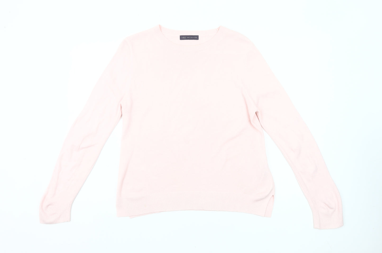 Marks and Spencer Womens Pink Size 14 Crew Neck Acrylic Jumper