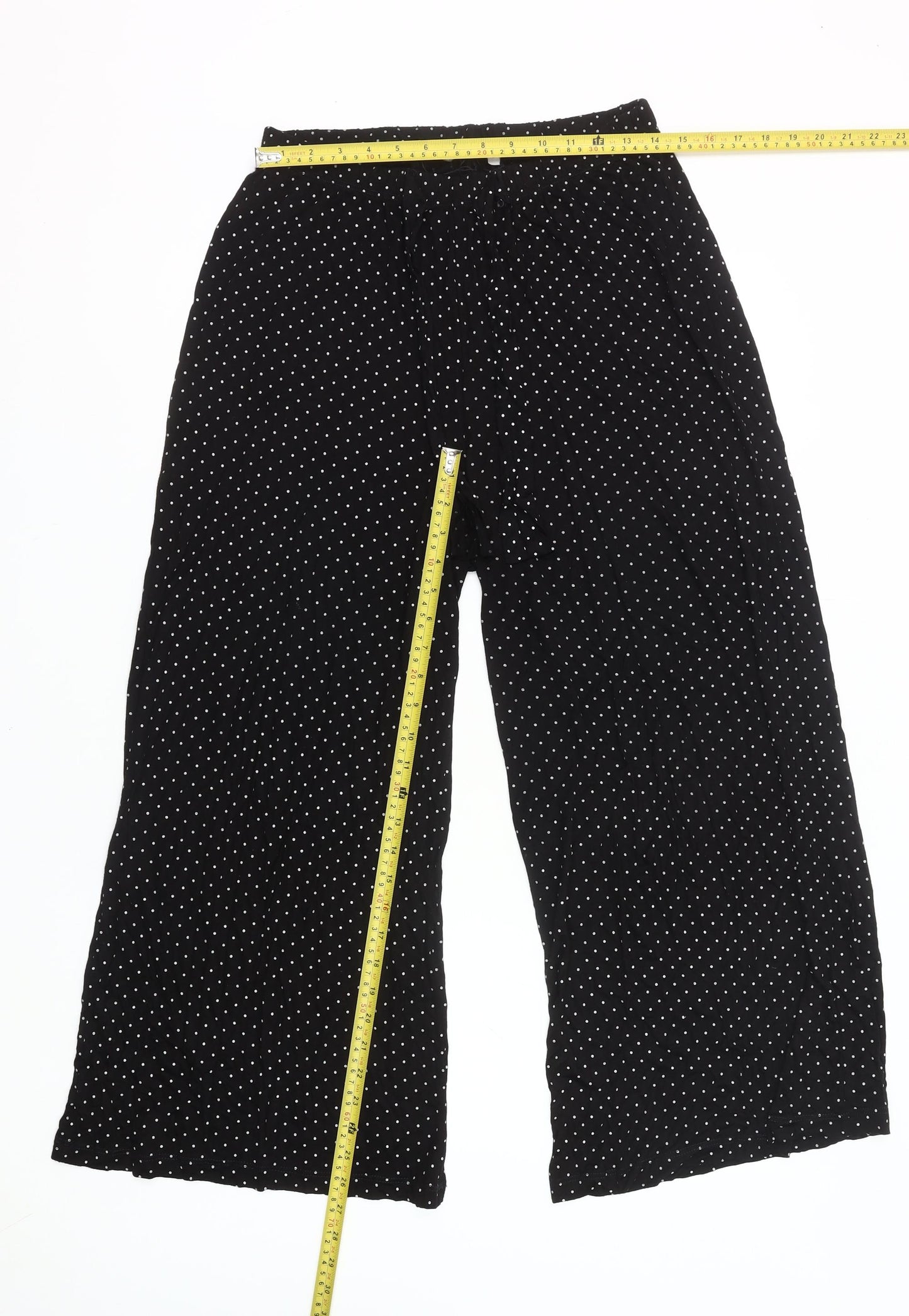 Bergos Collection Women’s Black Polka Dot Wide Leg Trousers 2XL