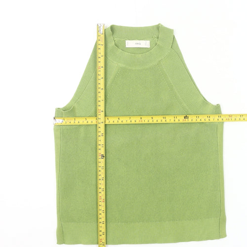 MNG Womens Green Knit High Neck Sleeveless Tank Top Size 8