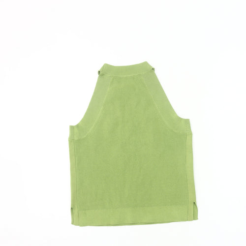 MNG Womens Green Knit High Neck Sleeveless Tank Top Size 8