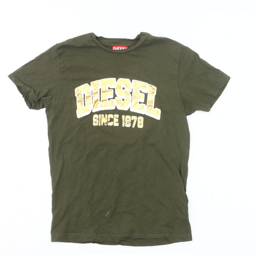 Diesel Boys Green Logo Graphic T-Shirt Size 10 Years Cotton Casual