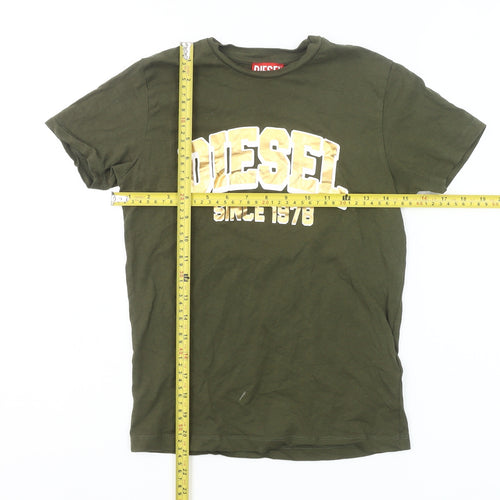 Diesel Boys Green Logo Graphic T-Shirt Size 10 Years Cotton Casual